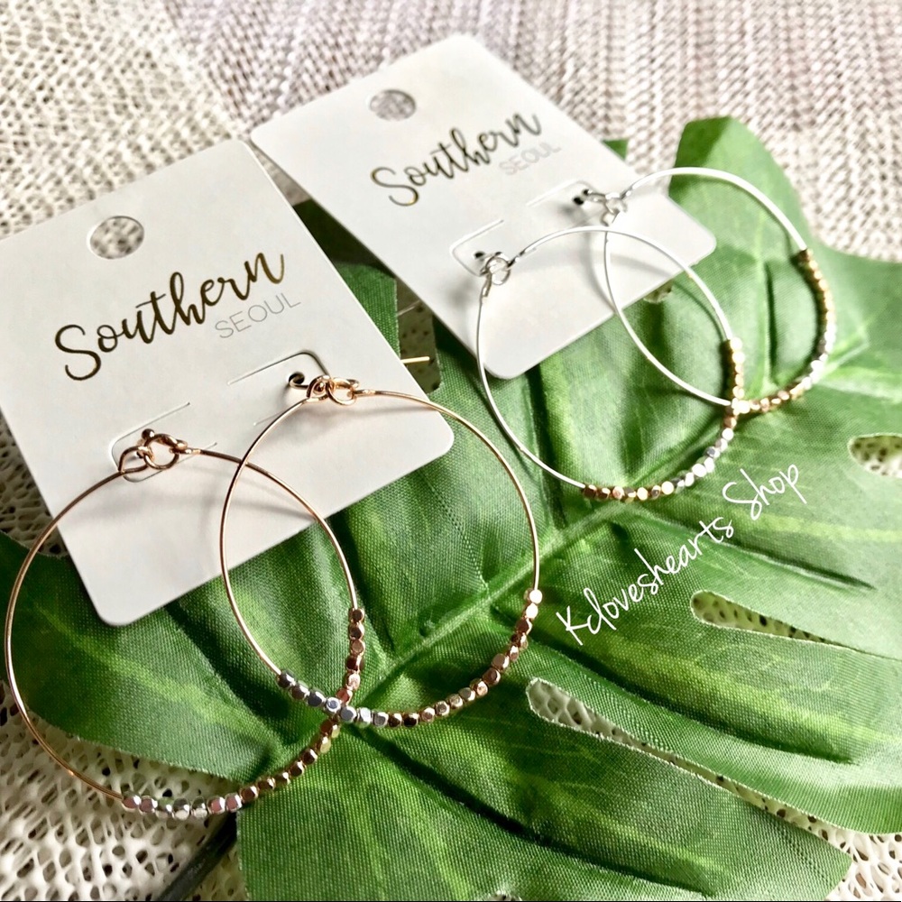 Nugget Bead Hoop Earrings